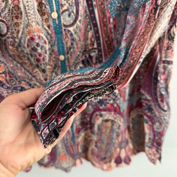BA & SH | Women’s Blake Paisley Print Long Sleeve Blouse Lady Shirt Button Down - Picture 7 of 13